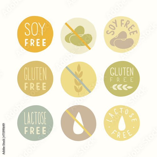 Soy, gluten, lactose free signs.