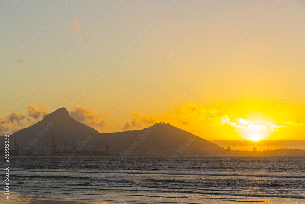 Lion's Head and Signal Hill at sunset from across the bay Lion's Head and Signal Hill at sunset from across the bay
