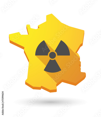 long shadow France map icon with a radioactivity sign