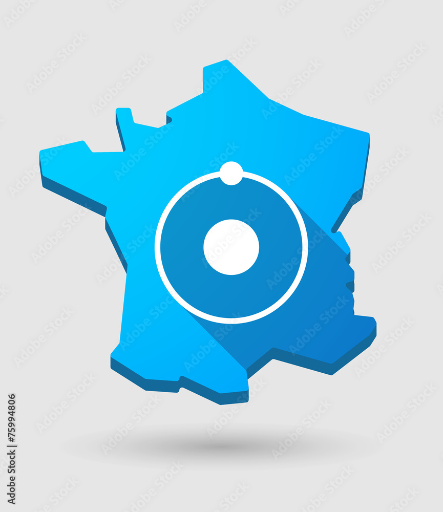 long shadow France map icon with an atom long shadow France map icon with an atom
