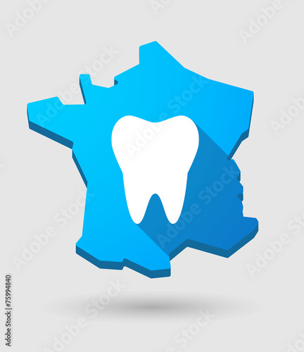 long shadow France map icon with a tooth