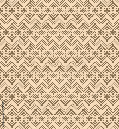 Seamless ethnic pattern with figures like Native Americans tipi