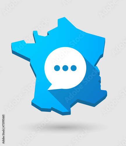 long shadow France map icon with a comic balloon