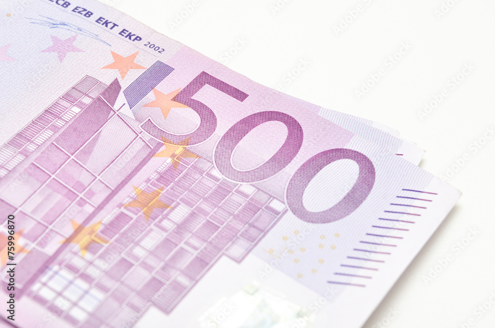 500 €. Stack of money euro bills banknotes. Euro currency from 500 €. Stack of money euro bills banknotes. Euro currency from