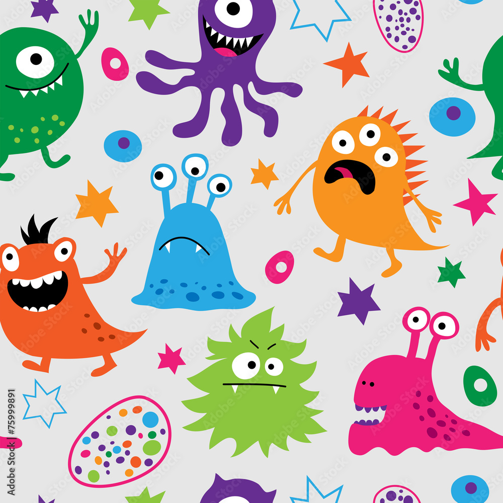 Fototapeta premium Seamless pattern with alien monsters