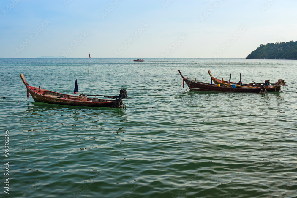 Traditional Thai boats in the Andaman Sea