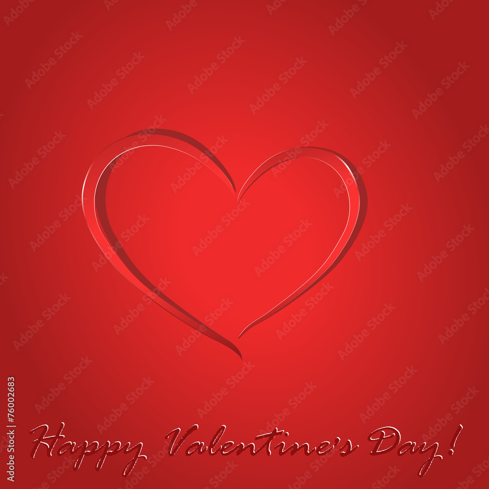 Happy Valentine's Day lettering Greeting Card on red background