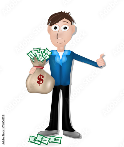 man with money. Hands holding a bag