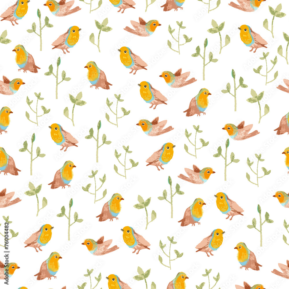 pencil sketch seamless pattern with flowers and bird robin pencil sketch seamless pattern with flowers and bird robin