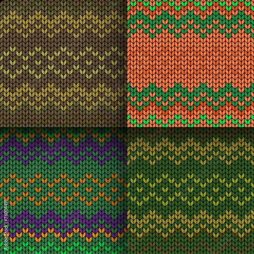 set of seamless knitted patterns