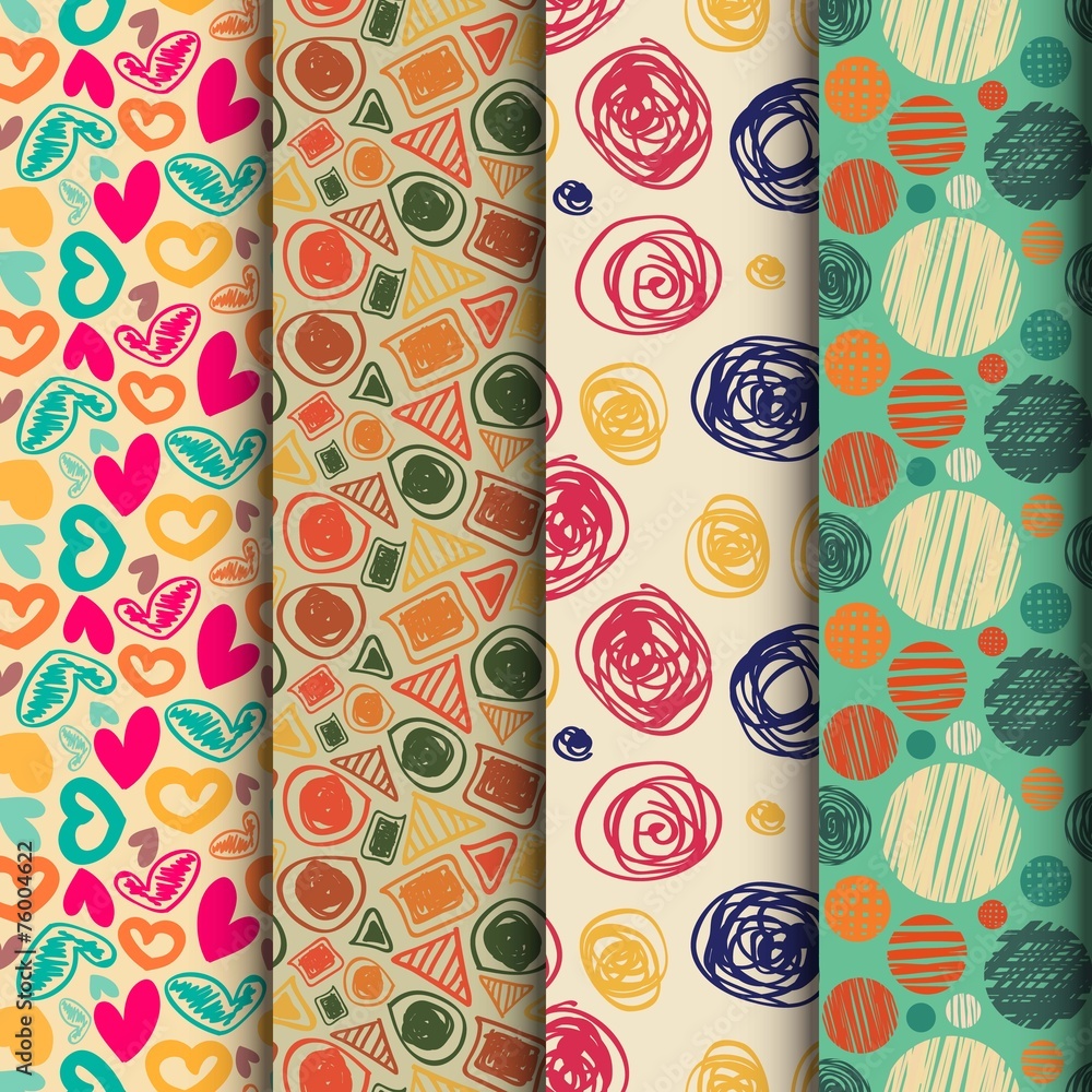 set of seamless abstract pattern in retro style set of seamless abstract pattern in retro style
