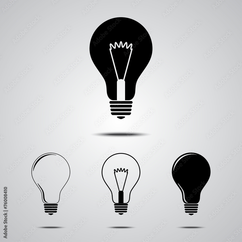 vector black bulbs icons set on gray vector black bulbs icons set on gray