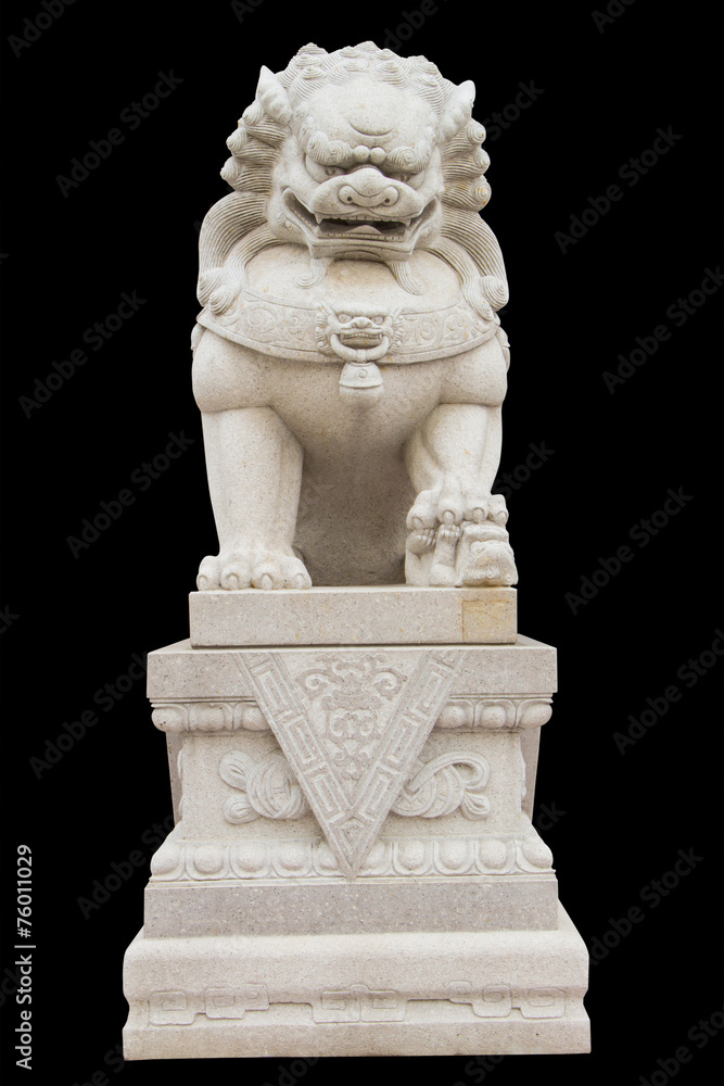 Fototapeta premium Chinese Imperial Lion Statue, Isolated With Clipping Path