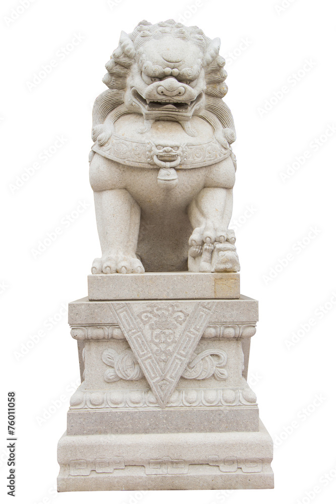 Chinese Imperial Lion Statue, Isolated With Clipping Path Chinese Imperial Lion Statue, Isolated With Clipping Path