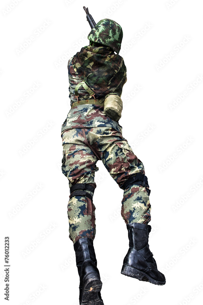 soldier with assault rifle on white background soldier with assault rifle on white background