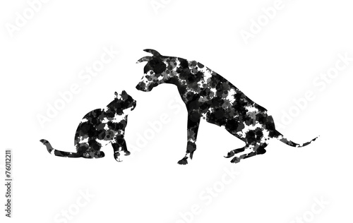 silhouette astratta di cane e gatto