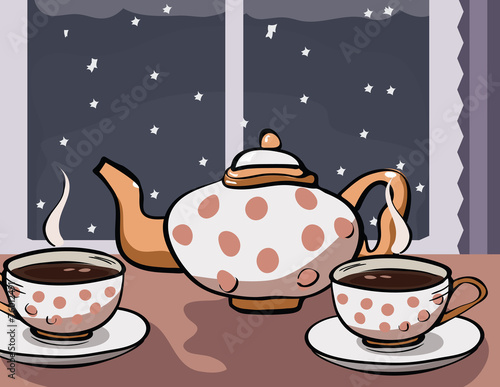 tea party at winter night