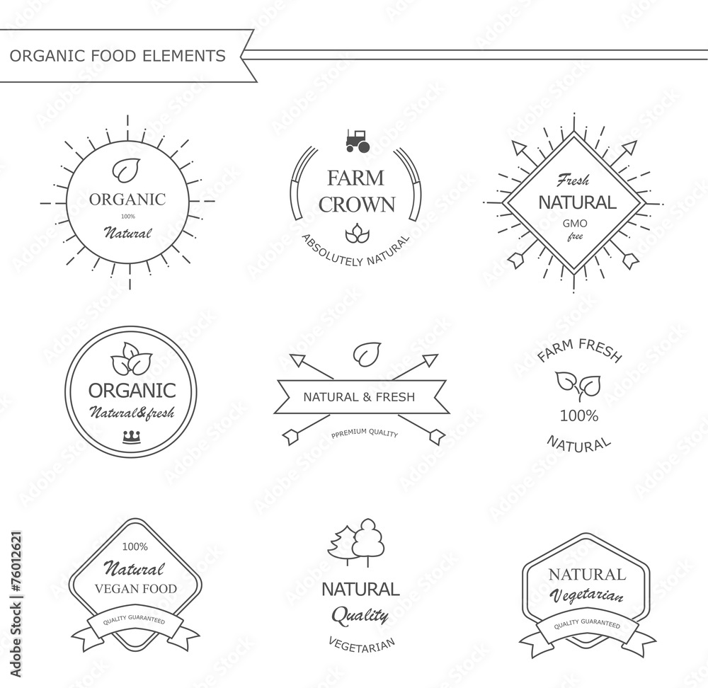 Organic food labels and elements