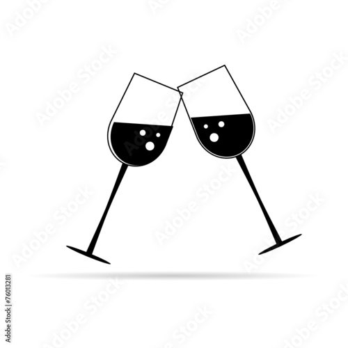 two glass of wine black vector