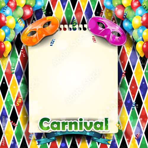 Carnival harlequin with sheet