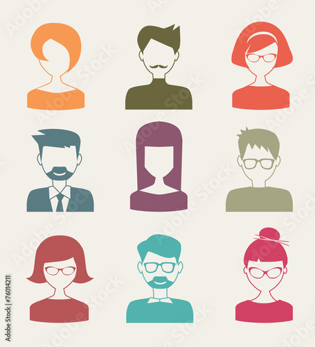 trendy flat people icons