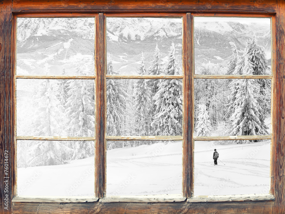 Fototapeta Widok zimowy krajobraz okna
