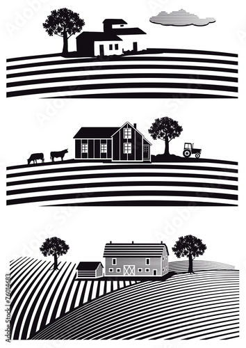 Bauernhof und Felder