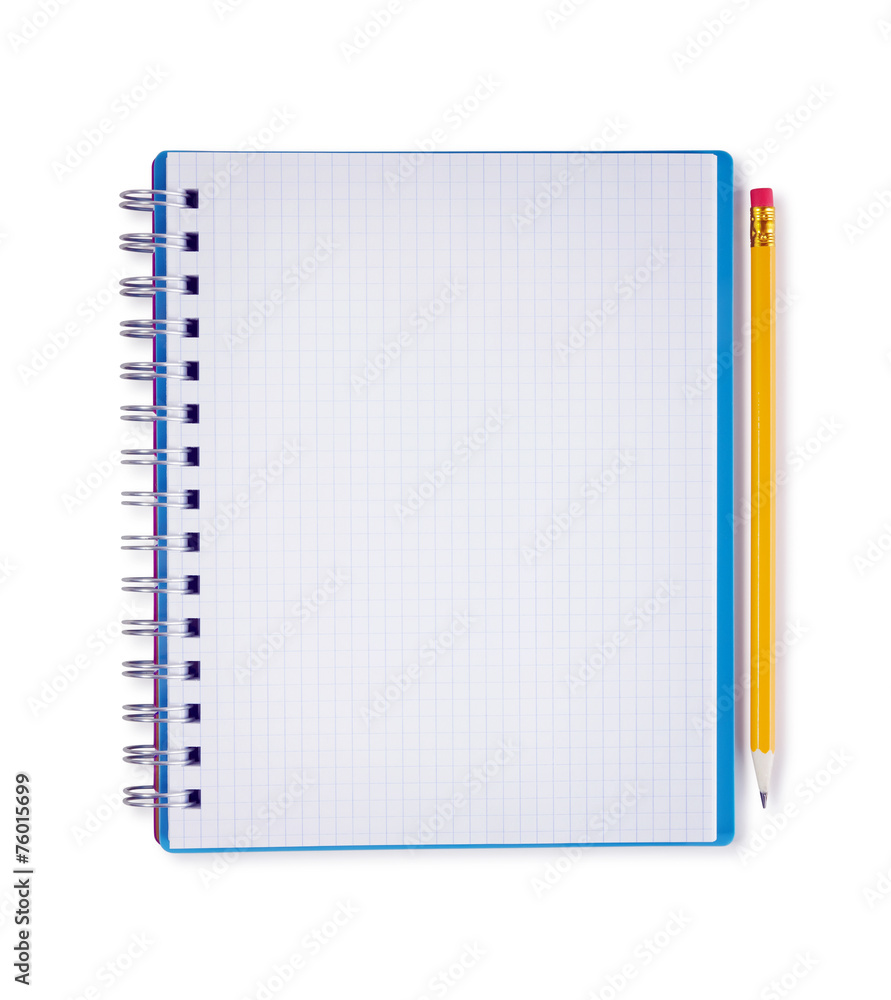 Blank notebook and pencil, isolated on white with clipping path Blank notebook and pencil, isolated on white with clipping path
