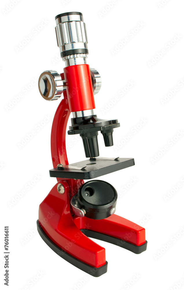 red microscope isolated on white background with path red microscope isolated on white background with path