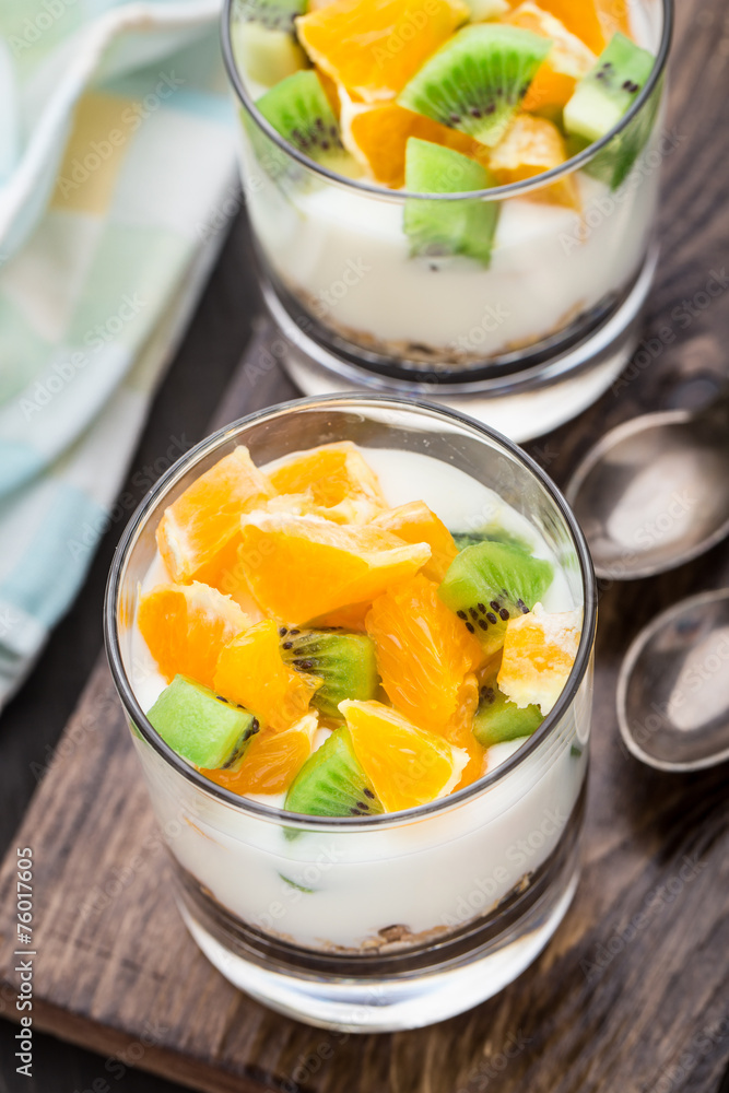 Yogurt with muesli and fruits Yogurt with muesli and fruits