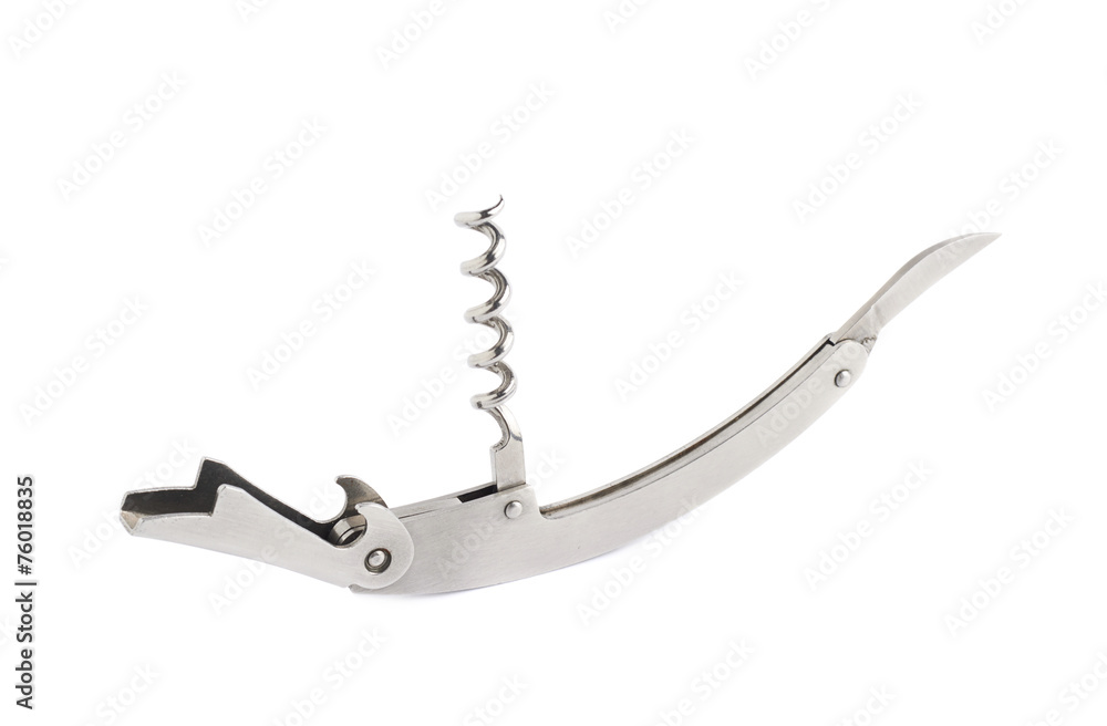 Metal bottle-screw corkscrew isolated Metal bottle-screw corkscrew isolated