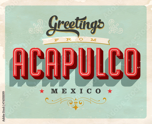 Vintage Touristic Greeting Card - Vector EPS10