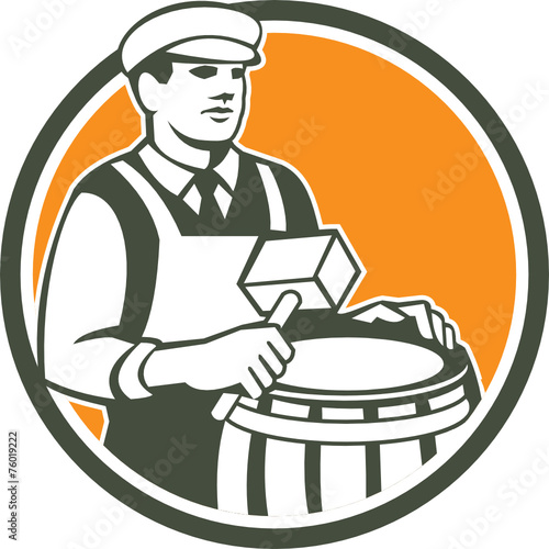 Cooper Barrel Maker Drum Retro Circle