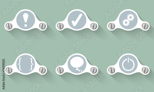 Set of six vector objects and symbols