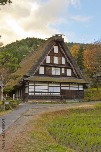 Wood hut with thatch roof