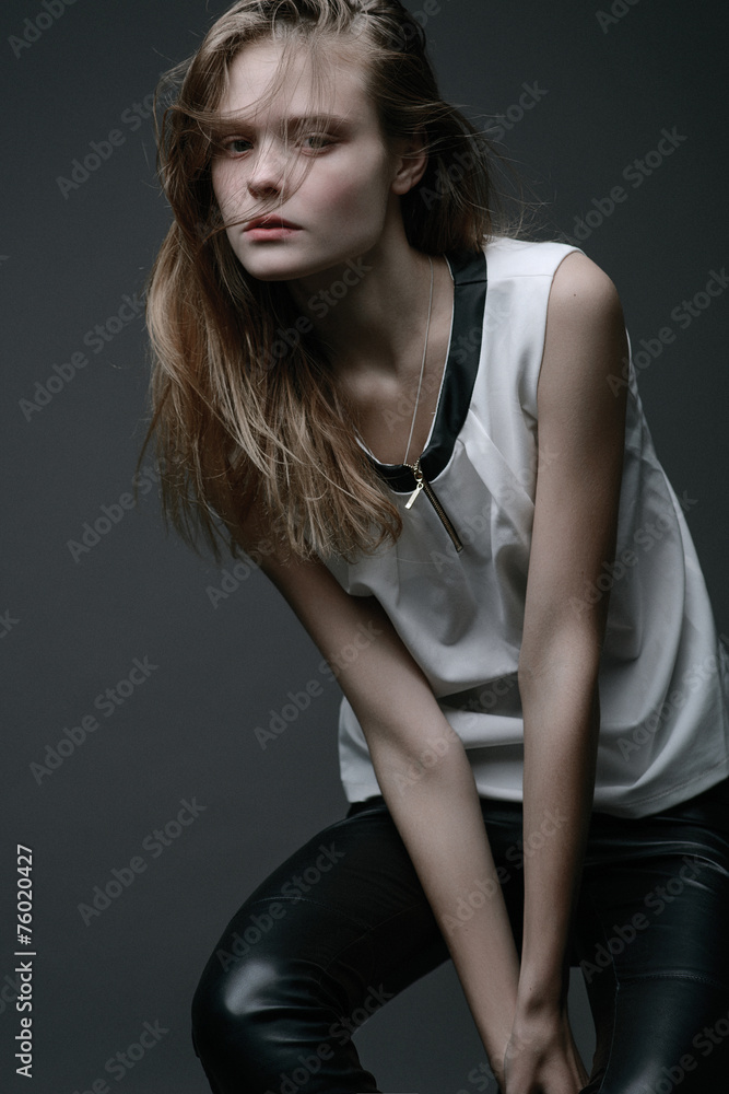 Fototapeta premium Portrait of young stylish girl.