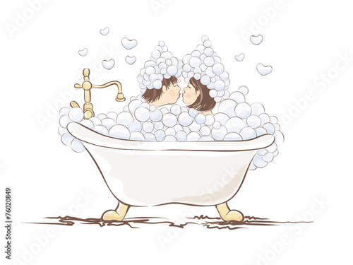 Valentin card -- couple in the bathroom