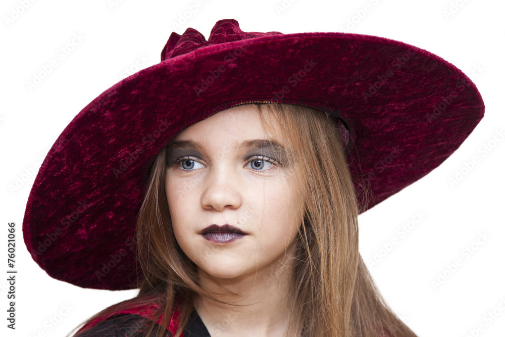halloween girl with hat on white background halloween girl with hat on white background