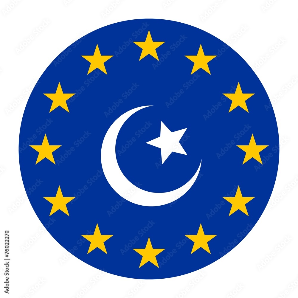 Croissant islamique dans un drapeau européen Croissant islamique dans un drapeau européen
