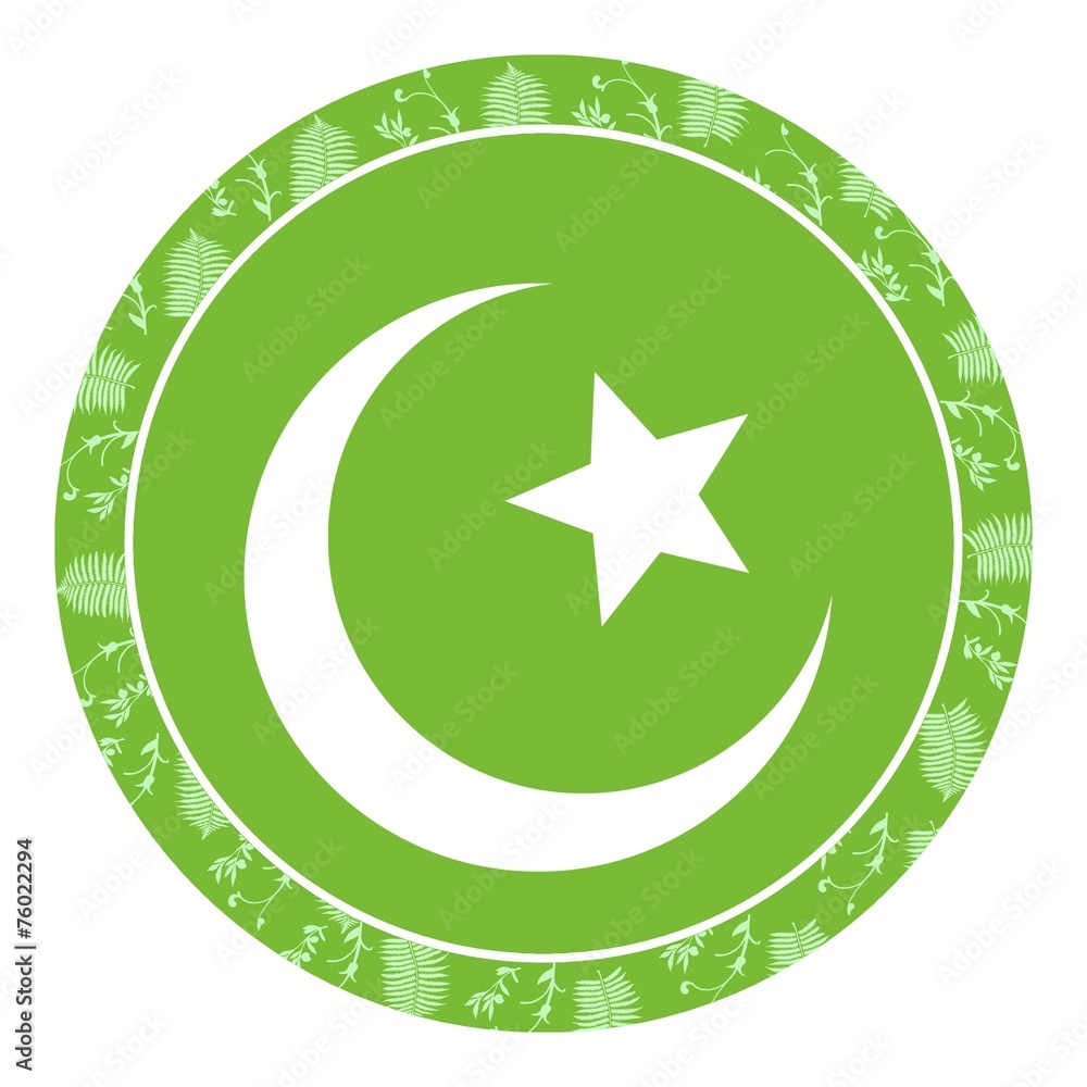 Croissant islamique dans un panneau vert Croissant islamique dans un panneau vert