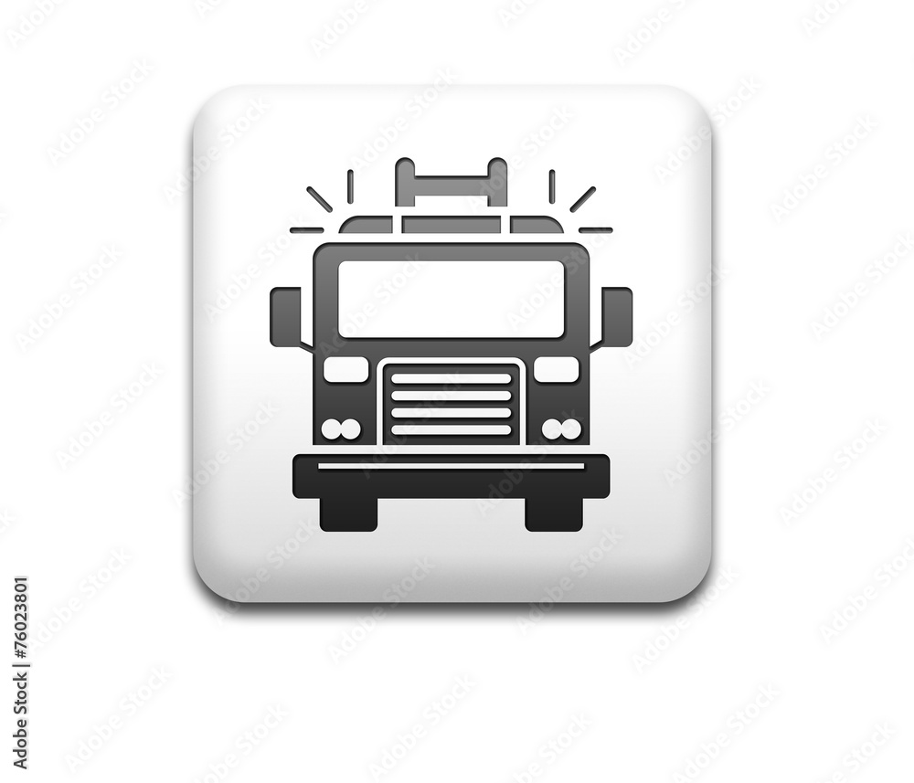 Boton cuadrado blanco 3D camion de bomberos Boton cuadrado blanco 3D camion de bomberos