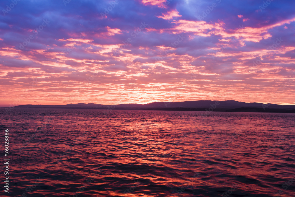 Idylic sunset in Dardanelle strait, Turkey