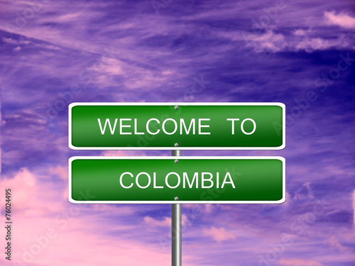 Colombia Welcome Travel Sign