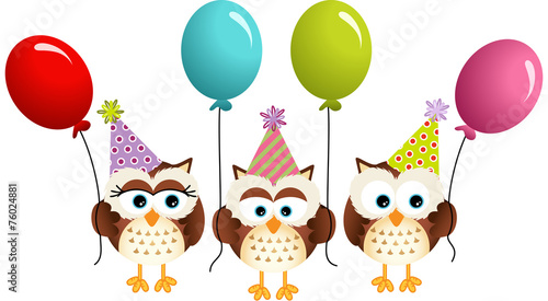 Birthday owls with ballons