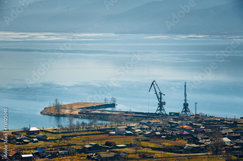 Baikal lake, overlooking the town of Kultuk, Russia photo