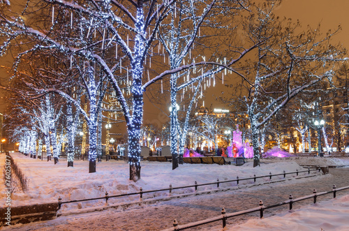 New Year and Christmas lighting decoration of the city