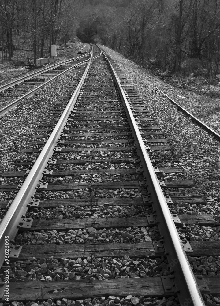 Railroad tracks black and white