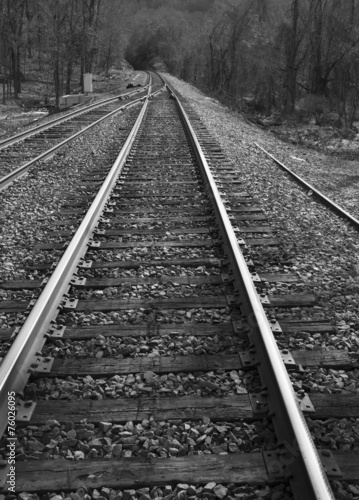 Railroad tracks black and white