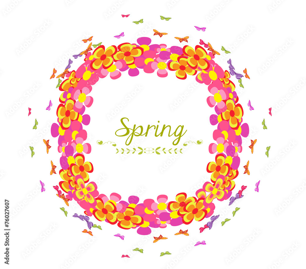 spring with flower and butterflies frame spring with flower and butterflies frame