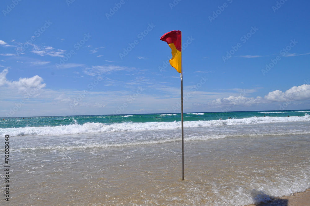 Life Saving flag. An Australian icon. Gold Coast, Queensland